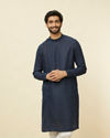 alt message - Manyavar Men Sapphire Blue Angrakha Style Kurta image number 0